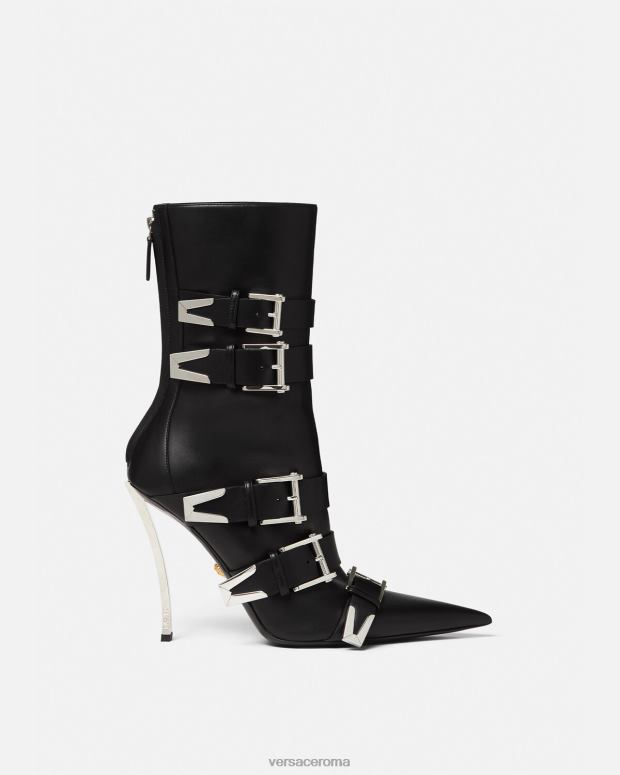 esso Versace donne stivali con fibbia a punta nero JT08Z390 scarpa