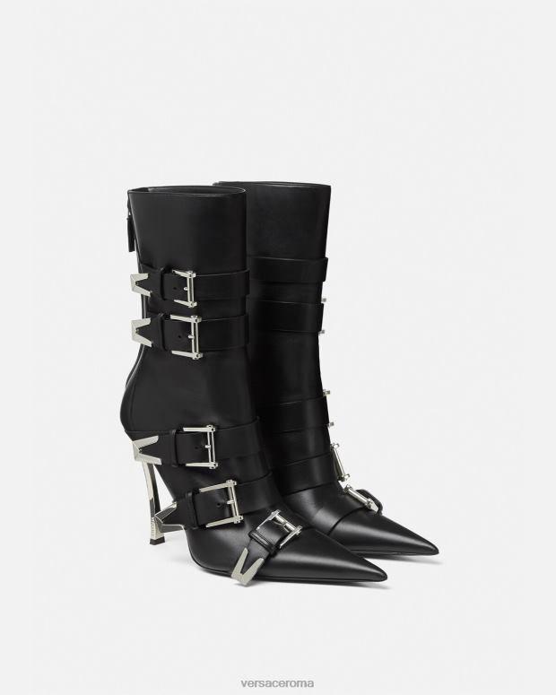 esso Versace donne stivali con fibbia a punta nero JT08Z390 scarpa