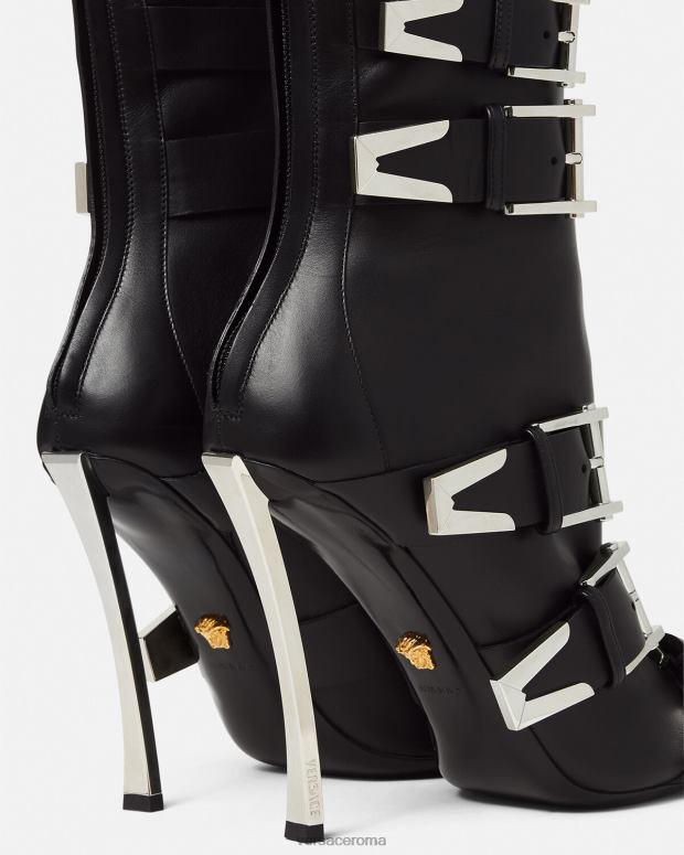 esso Versace donne stivali con fibbia a punta nero JT08Z390 scarpa