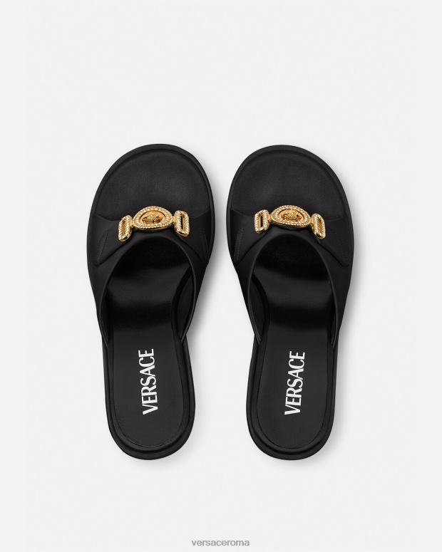 esso Versace donne Mules con cristalli Medusa Biggie nero JT08Z469 scarpa