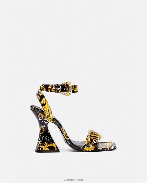 esso Versace donne Sandali couture con logo Kirsten oro nero JT08Z2292 scarpa