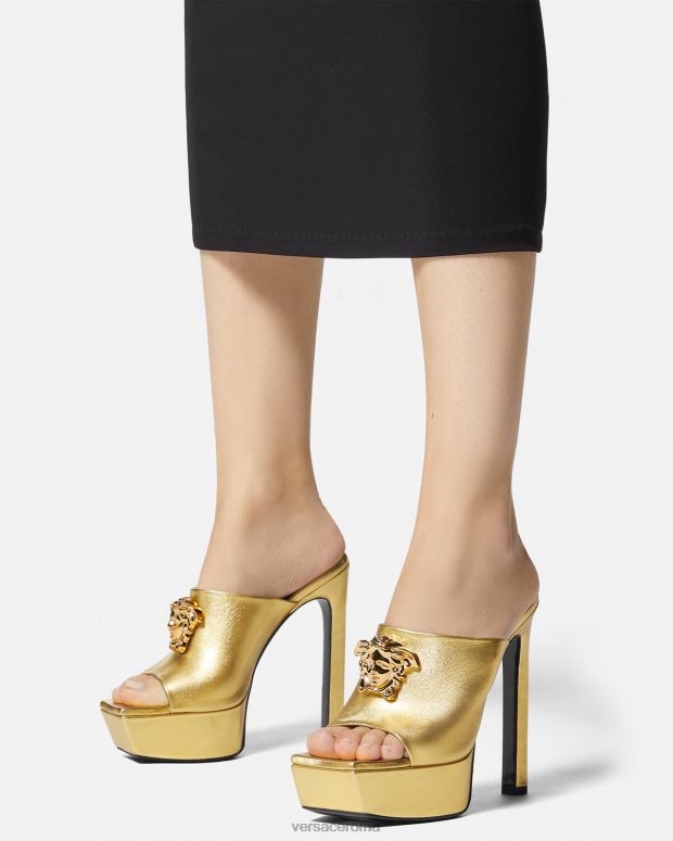 esso Versace donne sabot con plateau la medusa oro JT08Z466 scarpa