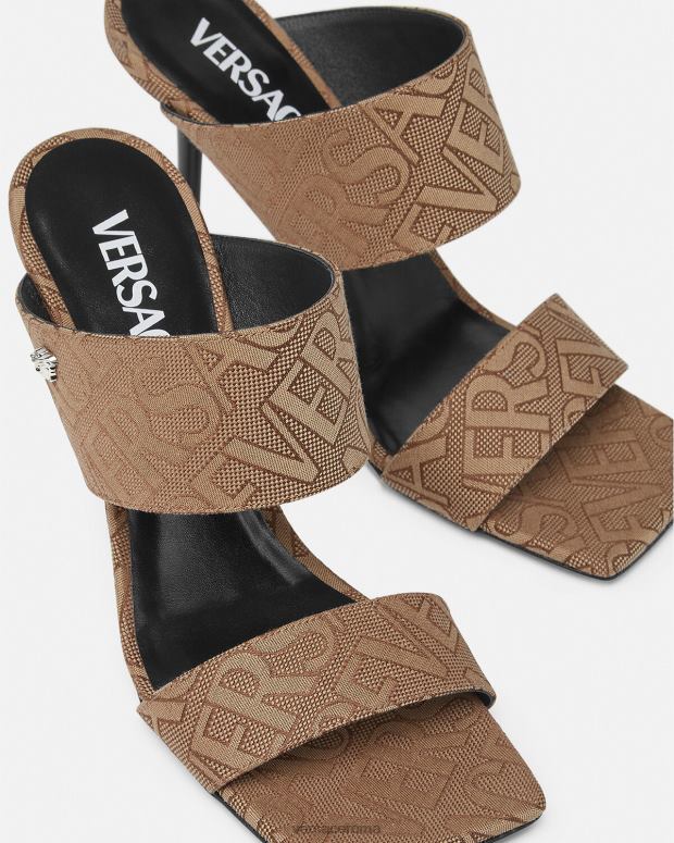 esso Versace donne sabot con tacco alto all over marrone JT08Z439 scarpa