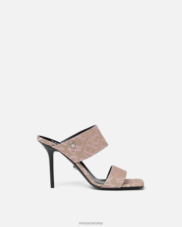 esso Versace donne sabot con tacco alto all over rosa JT08Z440 scarpa