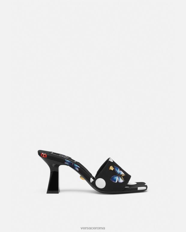 esso Versace donne sabot in tela con farfalle stampa JT08Z432 scarpa