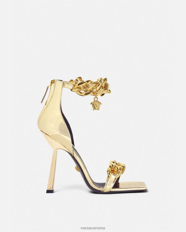 esso Versace donne sandali con catena metallica medusa oro JT08Z447 scarpa