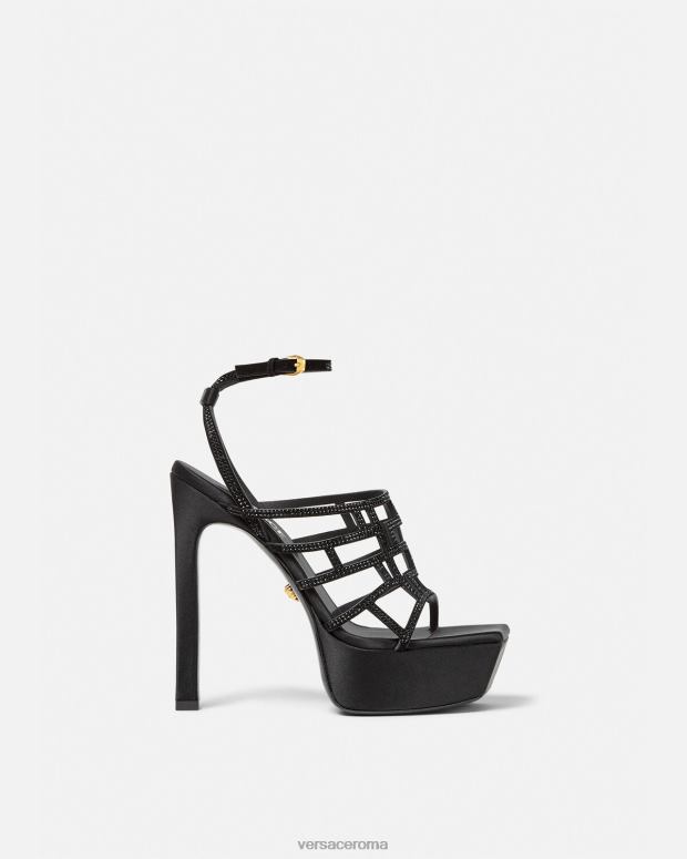 esso Versace donne sandali con cristalli greca labirinto nero JT08Z467 scarpa