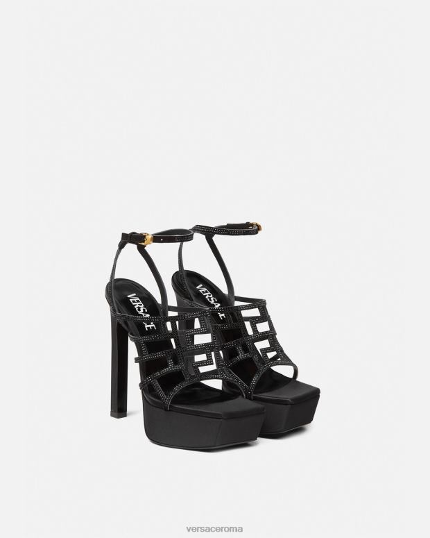 esso Versace donne sandali con cristalli greca labirinto nero JT08Z467 scarpa