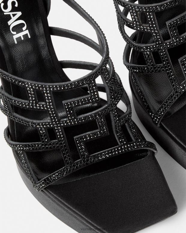 esso Versace donne sandali con cristalli greca labirinto nero JT08Z467 scarpa