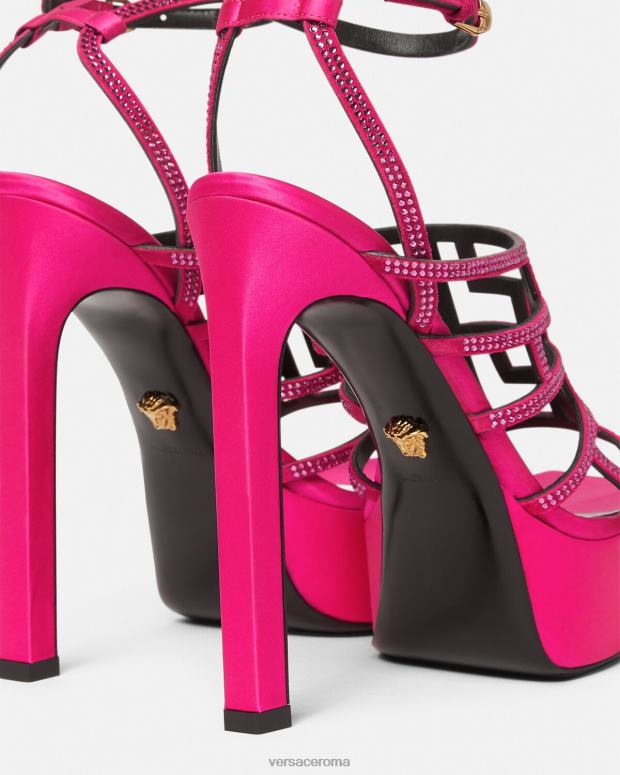 esso Versace donne sandali con cristalli greca labirinto rosa JT08Z468 scarpa