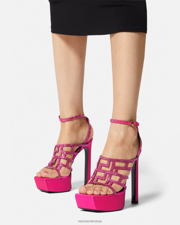 esso Versace donne sandali con cristalli greca labirinto rosa JT08Z468 scarpa