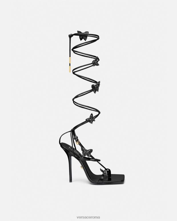 esso Versace donne sandali con farfalle di cristallo nero JT08Z435 scarpa