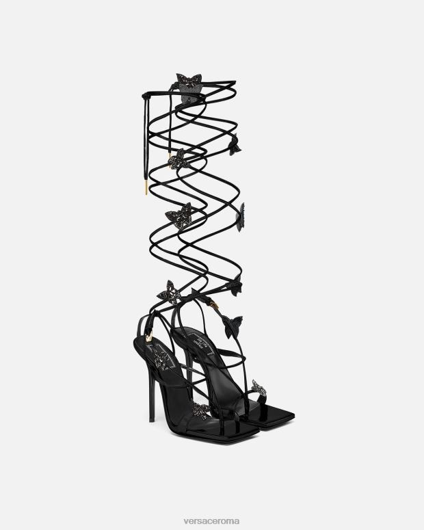 esso Versace donne sandali con farfalle di cristallo nero JT08Z435 scarpa