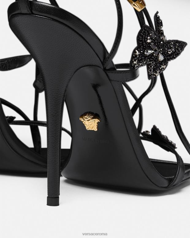 esso Versace donne sandali con farfalle di cristallo nero JT08Z435 scarpa