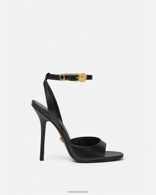 esso Versace donne sandali con tacco alto con spilla da balia nero JT08Z449 scarpa