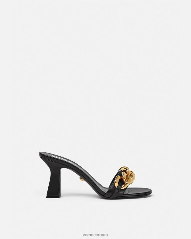 esso Versace donne sandali con tacco medio in catena nero JT08Z461 scarpa