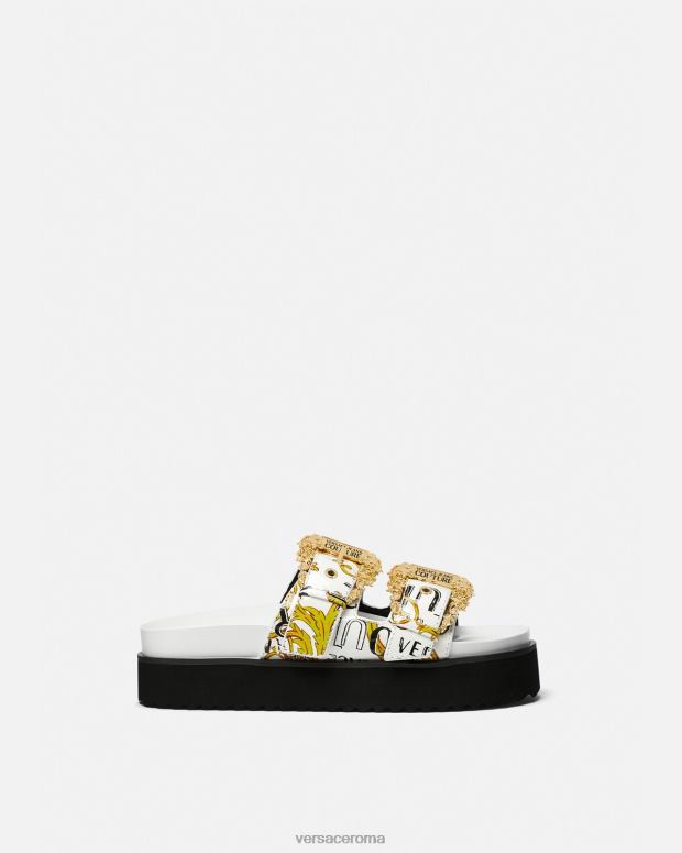 esso Versace donne sandali couture con logo Arizona oro e bianco JT08Z2275 scarpa