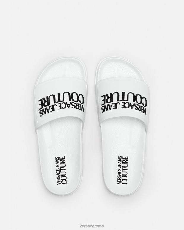 esso Versace donne scivoli in gomma con logo bianco JT08Z2312 scarpa