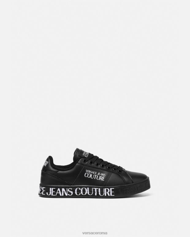 esso Versace donne scarpe da ginnastica con logo court 88 nero JT08Z2278 scarpa