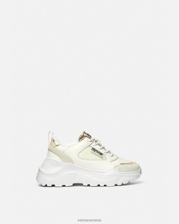 esso Versace donne scarpe da ginnastica da corsa oro e bianco JT08Z2264 scarpa