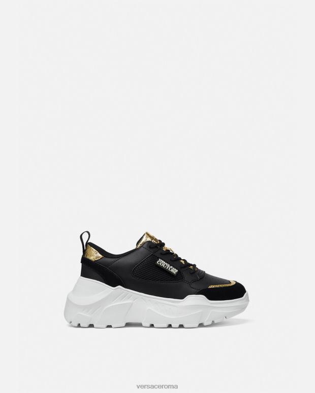 esso Versace donne scarpe da ginnastica da corsa oro nero JT08Z2265 scarpa
