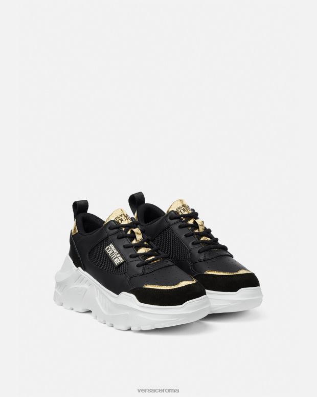 esso Versace donne scarpe da ginnastica da corsa oro nero JT08Z2265 scarpa