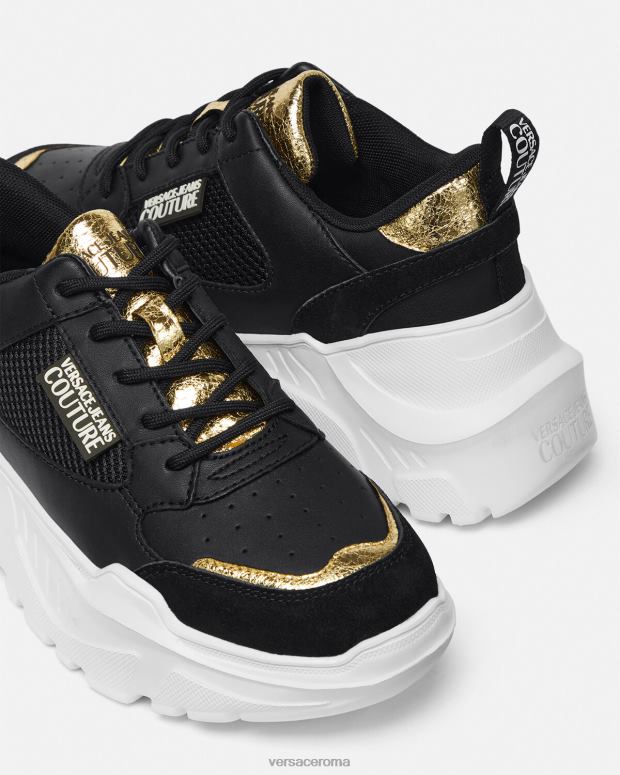 esso Versace donne scarpe da ginnastica da corsa oro nero JT08Z2265 scarpa