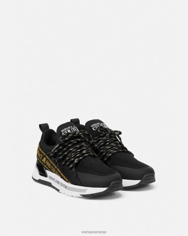 esso Versace donne scarpe da ginnastica dinamiche oro nero JT08Z2256 scarpa