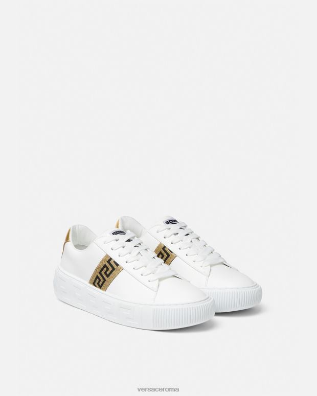esso Versace donne scarpe da ginnastica greca oro bianco JT08Z501 scarpa