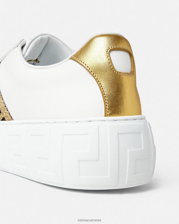 esso Versace donne scarpe da ginnastica greca oro bianco JT08Z501 scarpa