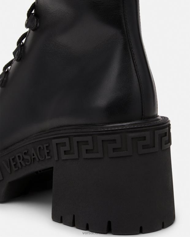esso Versace donne anfibi con plateau greca nero JT08Z480 scarpa