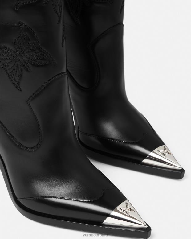 esso Versace donne stivali al ginocchio con farfalle nero JT08Z473 scarpa