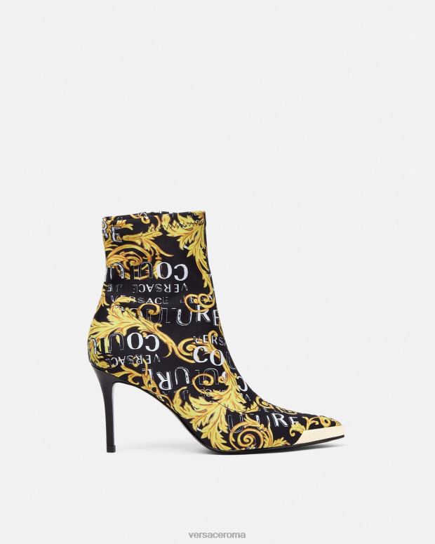 esso Versace donne stivali couture con logo scarlett oro nero JT08Z2306 scarpa