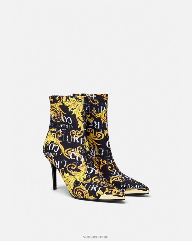 esso Versace donne stivali couture con logo scarlett oro nero JT08Z2306 scarpa