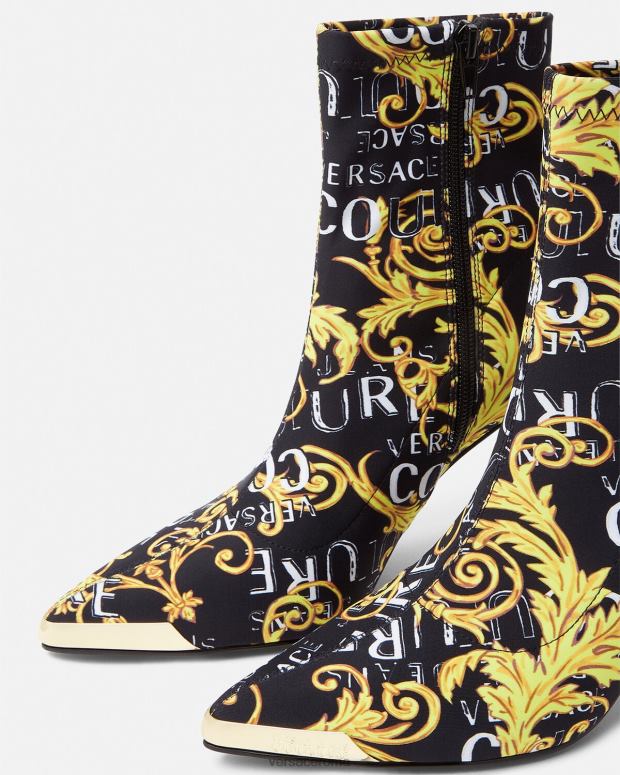 esso Versace donne stivali couture con logo scarlett oro nero JT08Z2306 scarpa