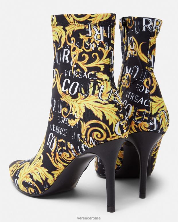 esso Versace donne stivali couture con logo scarlett oro nero JT08Z2306 scarpa