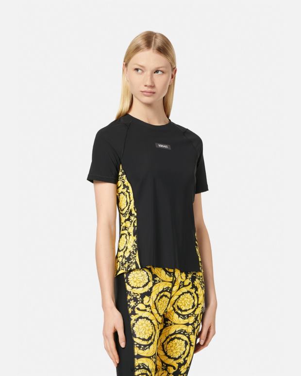 esso Versace donne Maglia da ginnastica barocca nero JT08Z242 vestiario