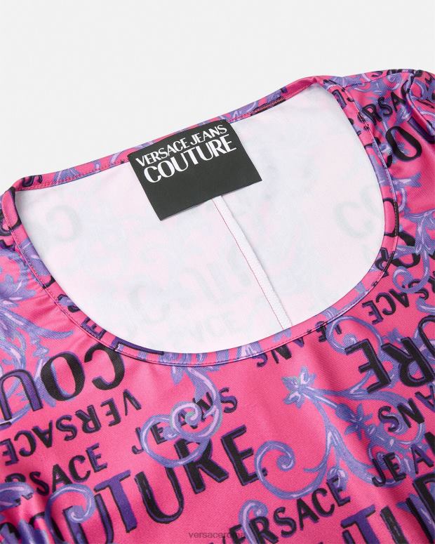 esso Versace donne body couture con logo fucsia JT08Z2212 vestiario