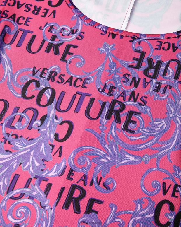 esso Versace donne body couture con logo fucsia JT08Z2212 vestiario