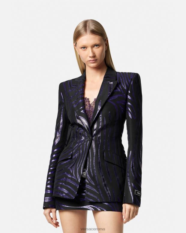 esso Versace donne blazer monopetto zebrato stampa e viola JT08Z114 vestiario