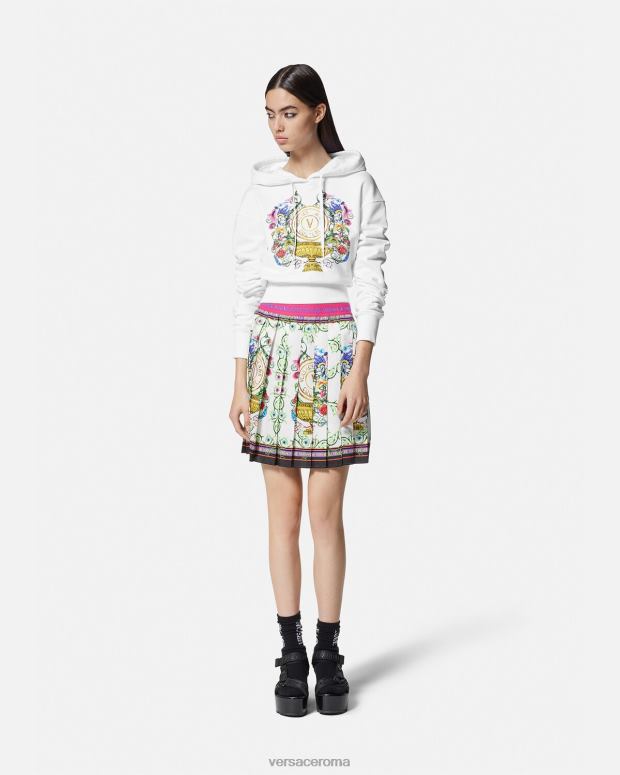 esso Versace donne Felpa con cappuccio da giardino con stemma V oro e bianco JT08Z2232 vestiario