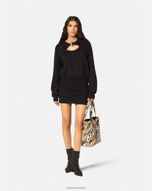 esso Versace donne Felpa con fibbia barocca nero JT08Z2154 vestiario