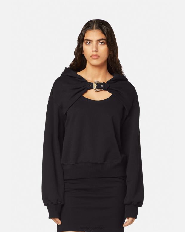 esso Versace donne Felpa con fibbia barocca nero JT08Z2154 vestiario