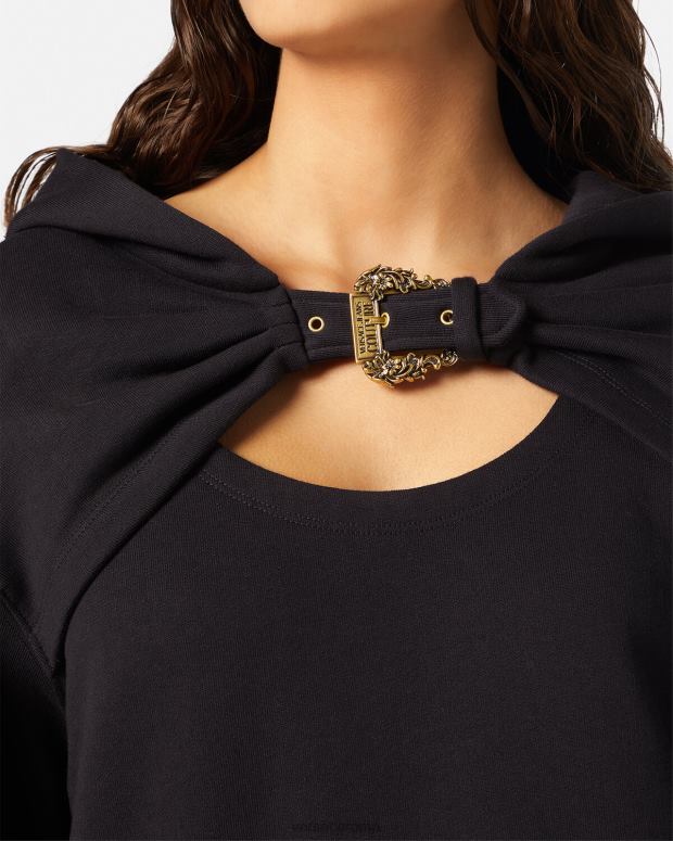 esso Versace donne Felpa con fibbia barocca nero JT08Z2154 vestiario