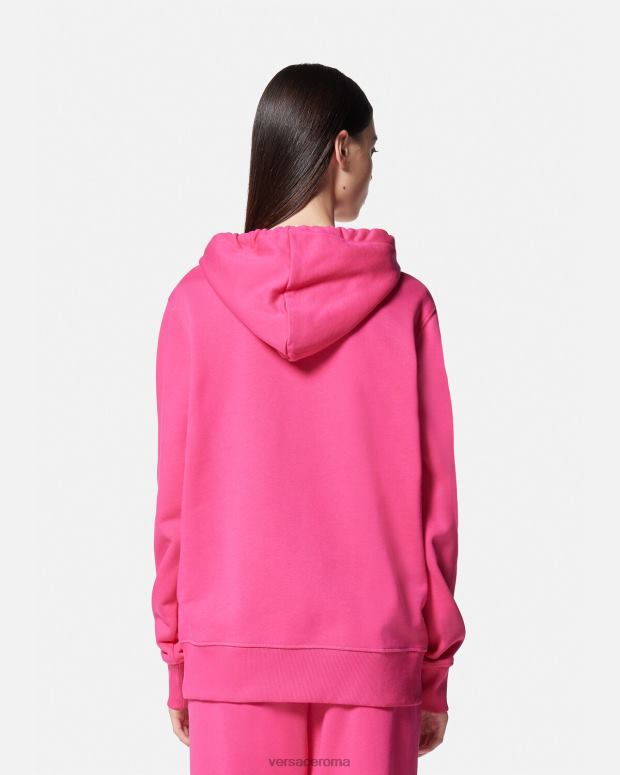 esso Versace donne felpa con cappuccio con logo fucsia JT08Z2173 vestiario