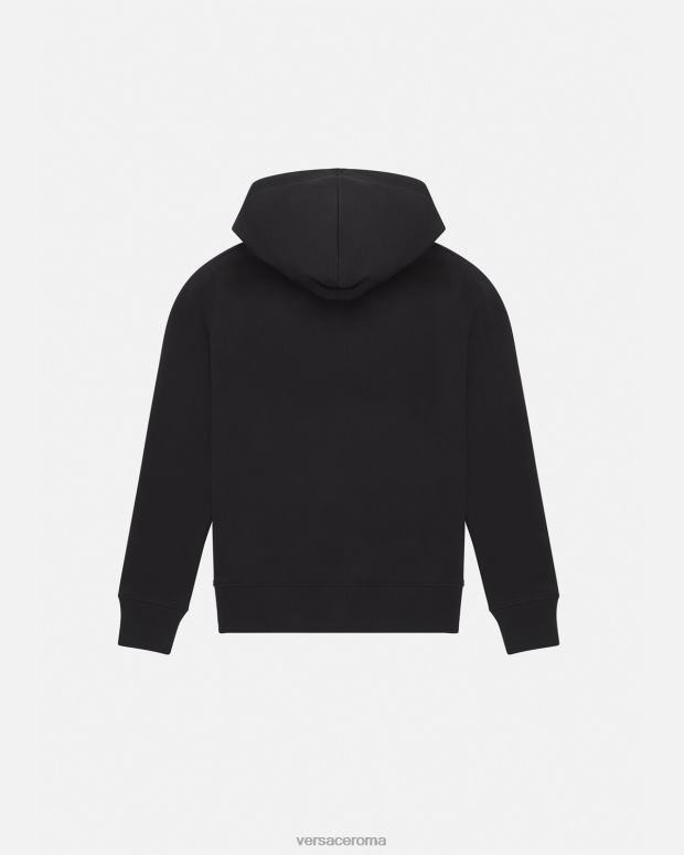 esso Versace donne felpa con cappuccio con logo oro nero JT08Z2234 vestiario