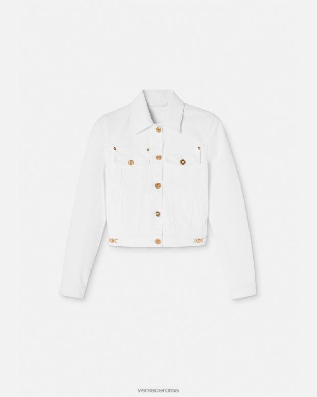 esso Versace donne Giacca in denim con Medusa del '95 bianco JT08Z81 vestiario