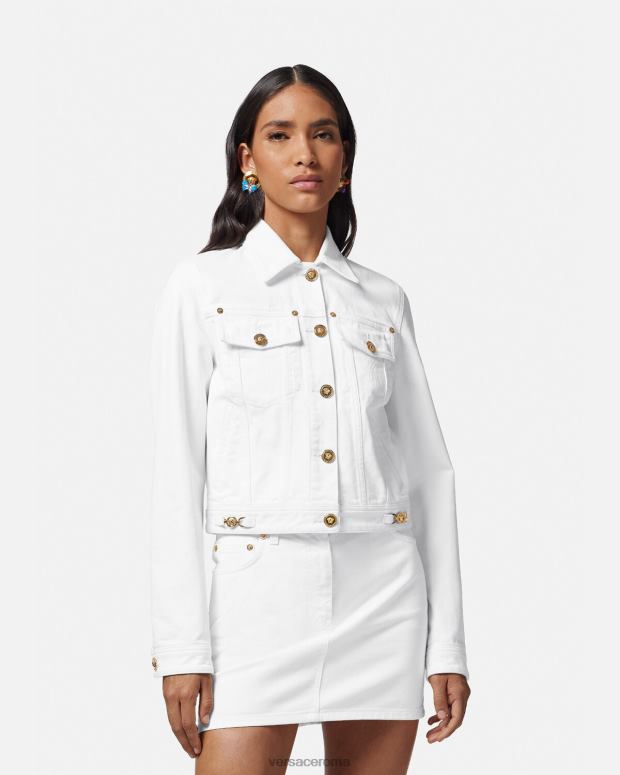 esso Versace donne Giacca in denim con Medusa del '95 bianco JT08Z81 vestiario