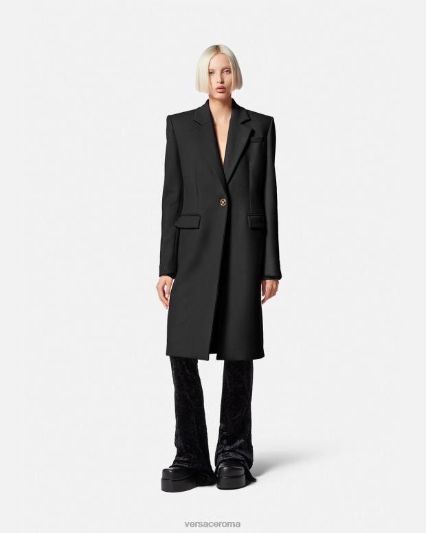 esso Versace donne cappotto lungo in lana con medusa nero JT08Z91 vestiario
