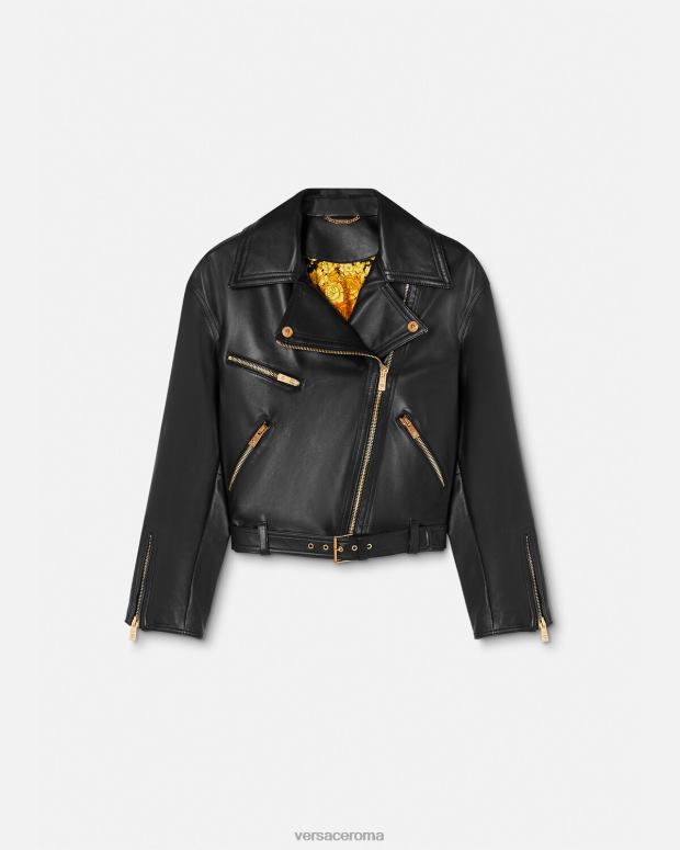 esso Versace donne giacca biker in pelle con medusa nero JT08Z86 vestiario